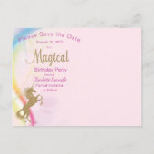 Eenhoorn Verjaardagsfeest Save The Date Briefkaart (Achterkant)