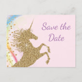 Eenhoorn Verjaardagsfeest Save The Date Briefkaart (Voorkant)