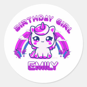 Eenhoorn Verjaardagsfeest Sticker - Meisjes Aangep