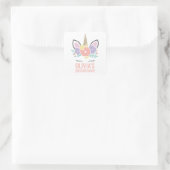 Eenhoorn Verjaardagsfeest Sticker pastel bloem (Tas)