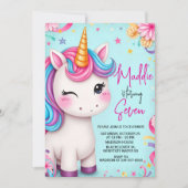 Eenhoorn Verjaardagsfeest Uitnodiging Sjabloon (Voorkant)