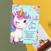 Eenhoorn Verjaardagsfeest Uitnodiging Sjabloon