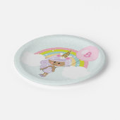 Eenhoorn Verjaardagsfeestje Borden Dark Skin Tone Papieren Bordje (Gekanteld)