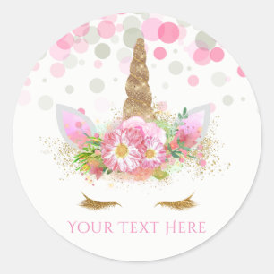 Eenhoorn Verjaardagsfeestje Eenhoorn Gezicht Stick Ronde Sticker