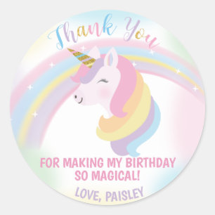 Eenhoorn Verjaardagsfeestje Favor Stickers