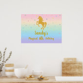 Eenhoorn Verjaardagsfeestje Foto Achtergrond Poster (Keuken)