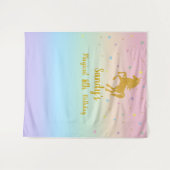 Eenhoorn Verjaardagsfeestje Foto Achtergrond Wandkleed (Voorkant (horizontaal))