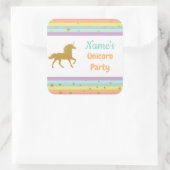 Eenhoorn Verjaardagsfeestje Glitter Meisje Kinder Vierkante Sticker (Tas)