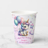 Eenhoorn Verjaardagsfeestje Meisje Paarse & Gouden Papieren Bekers (Achterkant)