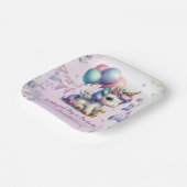 Eenhoorn Verjaardagsfeestje Meisje Paarse & Gouden Papieren Bordje (Gebogen)