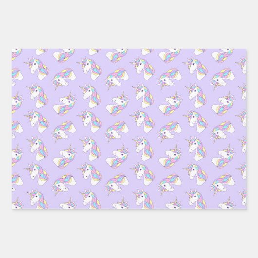 Eenhoorn verjaardagsfeestje Paarse Inpakpapier Vel (Voorkant)