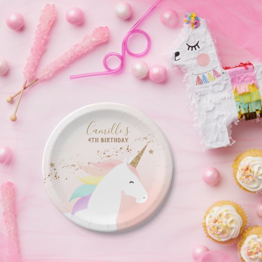 Eenhoorn verjaardagsfeestje Papier Bord (Feest)