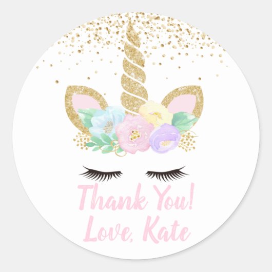 Eenhoorn Verjaardagsfeestje Sticker (Voorkant)