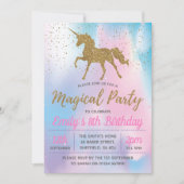 Eenhoorn verjaardagsfeestje uitnodiging (Voorkant)