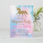 Eenhoorn verjaardagsfeestje uitnodiging (Staand voorkant)