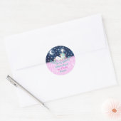 Eenhoorn Verjaardagsgunst Roze Bedankt Stars Magic Ronde Sticker (Envelop)