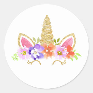 Eenhoorn Verjaardagsgunst Tags Roze Ronde Sticker