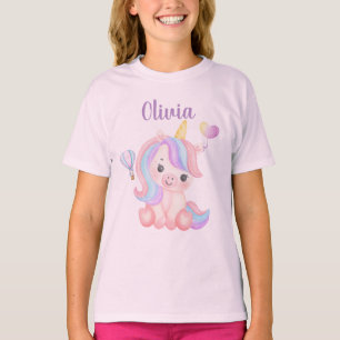 Eenhoorn Verjaardagsmeisje T-Shirt – Aangepaste na