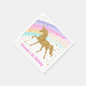 Eenhoorn Verjaardagspapier Servet Roze & Goud (Hoek)