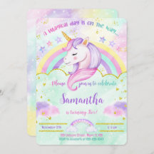 Eenhoorn Verjaardagsuitnodiging 