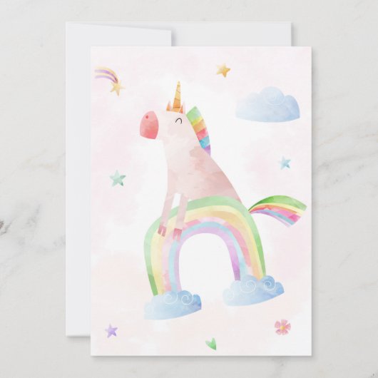 Eenhoorn verjaardagsuitnodiging Magische verjaarda Kaart (Achterkant)