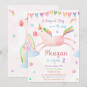 Eenhoorn verjaardagsuitnodiging Magische verjaarda Kaart (Voorkant / Achterkant)