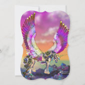 Eenhoorn Verjaardagsuitnodiging Paarse Blauw Roze  Kaart (Achterkant)