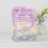 Eenhoorn Verjaardagsuitnodiging Paarse Blauw Roze  Kaart (Staand voorkant)