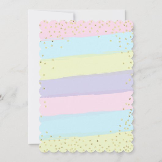 Eenhoorn Verjaardagsuitnodiging Roze Paarse Goud Kaart (Achterkant)