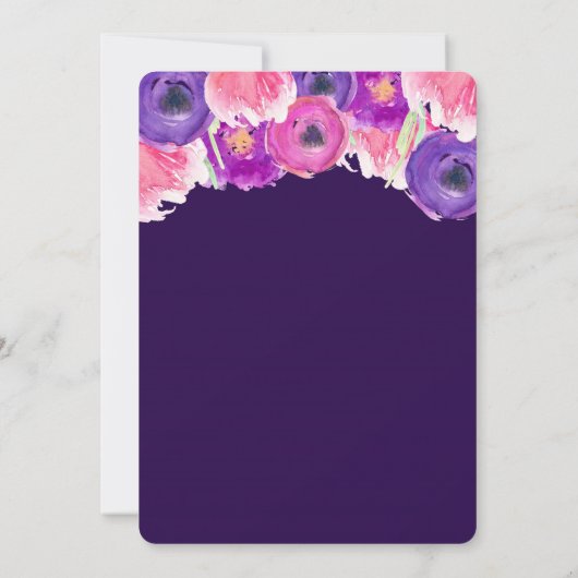 Eenhoorn verjaardagsuitnodiging, roze paarse goude kaart (Achterkant)