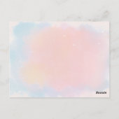 Eenhoorn verjaardagsuitnodiging, roze verjaardagsf briefkaart (Achterkant)