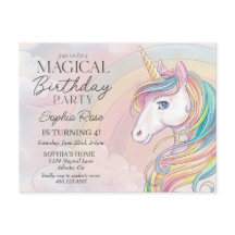 Eenhoorn verjaardagsuitnodiging, roze verjaardagsf