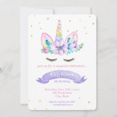 Eenhoorn Verjaardagsuitnodiging - Waterverf Kaart (Voorkant)