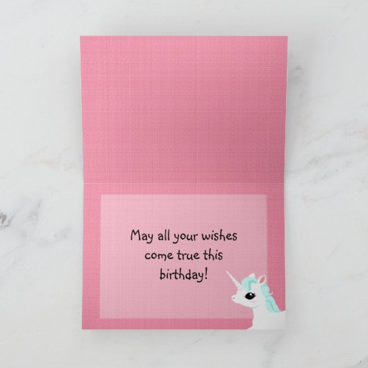 Eenhoorn verjaardagswensen aanpasbare kaart (Binnen)