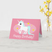 Eenhoorn verjaardagswensen aanpasbare kaart (Gele Bloem)