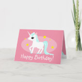 Eenhoorn verjaardagswensen aanpasbare kaart (Voorkant)