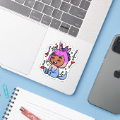 Eenhoorn verkleedsticker sticker (Laptop met iPhone)