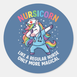 Eenhoorn Verpleegster Energie Helder en Magisch  Ronde Sticker