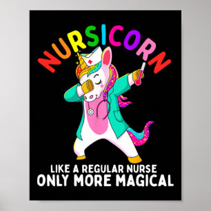 Eenhoorn Verpleegster Grappig Nursicorn Rainbow Nu Poster