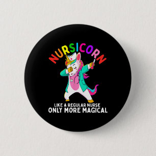 Eenhoorn Verpleegster Grappig Nursicorn Rainbow Nu Ronde Button 5,7 Cm
