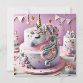 EENHOORN VERSIERD KINDEREN VERJAARDAGSTAART KAART (Voorkant)