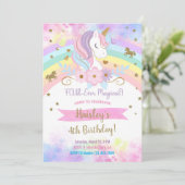 Eenhoorn vier-ooit magische verjaardagsuitnodiging kaart (Staand voorkant)