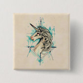 Eenhoorn Vierkante Button 5,1 Cm (Voorkant)