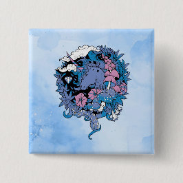 Eenhoorn Vierkante Button 5,1 Cm