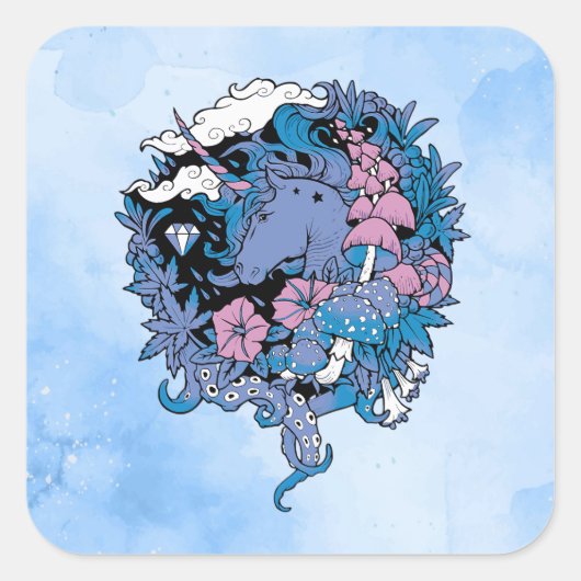Eenhoorn Vierkante Sticker (Voorkant)