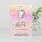 Eenhoorn Vlinders Glitter Baby shower Kaart (Staand voorkant)
