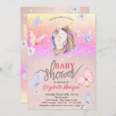 Eenhoorn Vlinders Glitter Baby shower Kaart (Voorkant / Achterkant)