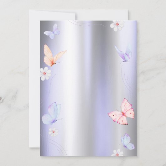 Eenhoorn Vlinders Violet Metallic Verjaardag Kaart (Achterkant)