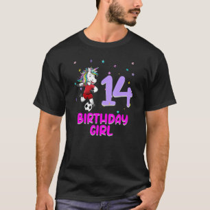 Eenhoorn Voetbal 14e Verjaardag Meisje Liefde 14 J T-shirt