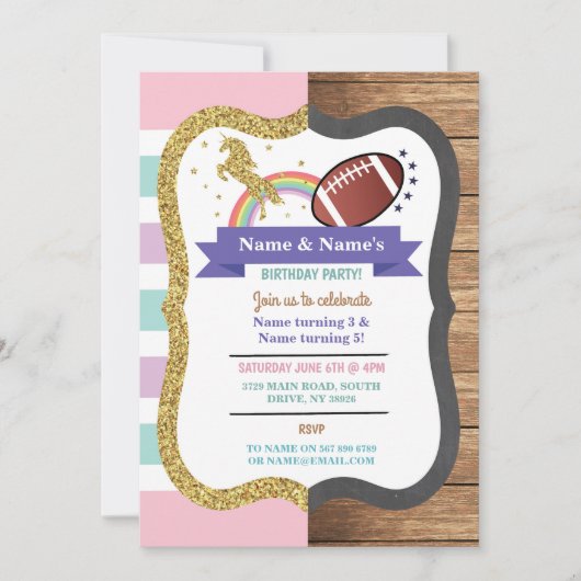 Eenhoorn & Voetbal Feestelijke Verjaardag Jongen M Kaart (Voorkant)